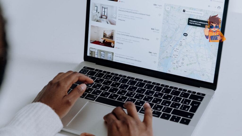 User searching local listings and map results on a laptop to manage and optimize a Google Business Profile.